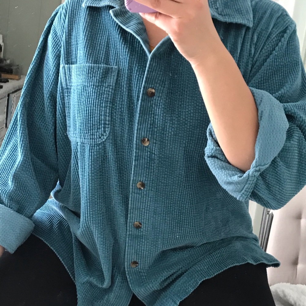 LL Bean Dark Teal Corduroy Button Up